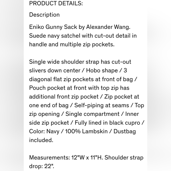 Alexander Wang Eniko Gunny Sack in Navy Suede. - Picture 8 of 8